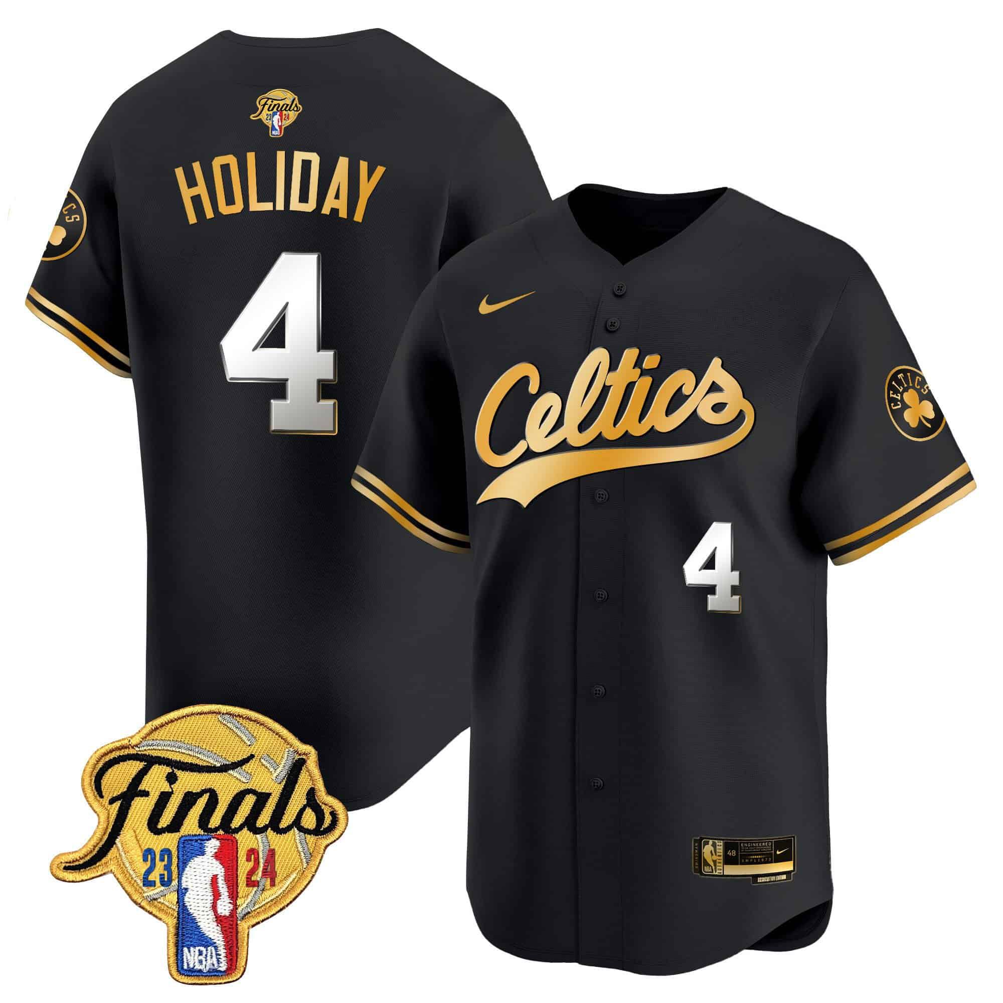 Men Boston Celtics #4 Holiday Black 2024 Nike Finals Patch Baseball NBA Jersey->boston celtics->NBA Jersey